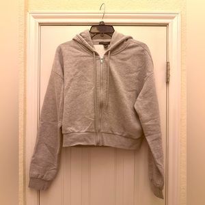 Large Gray Forever 21 Cropped Hoodie.